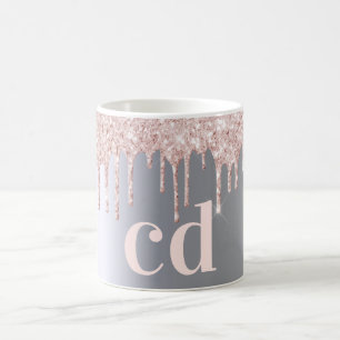 Silver roos Gold glitter druppelt monogram Koffiemok