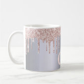 Silver roos Gold glitter druppelt monogram Koffiemok (Links)