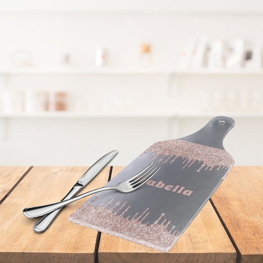 Silver roos Gold glitter druppelt naam op Snijplank