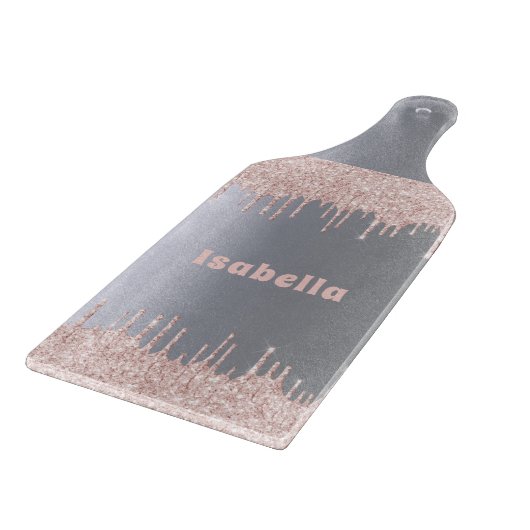 Silver roos Gold glitter druppelt naam op Snijplank (Hoek)