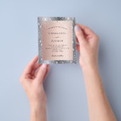 Silver roos Gold glitter elegant bruiloft Flyer (Hand)