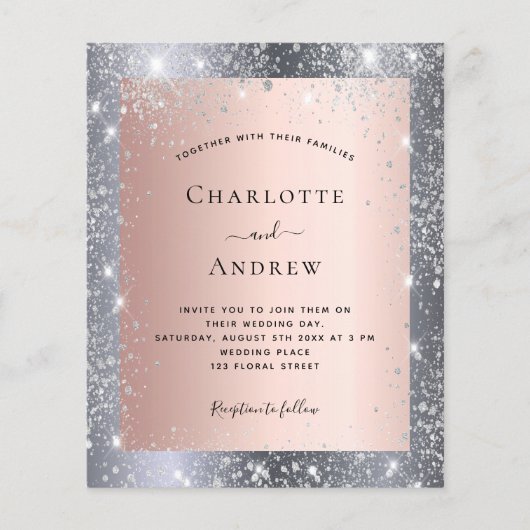 Silver roos Gold glitter elegant bruiloft Flyer (Voorkant)