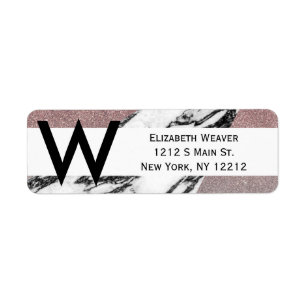 Silver Roos Gold Glitter en Marble Geometric Etiket