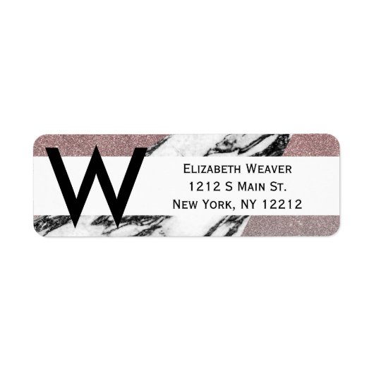 Silver Roos Gold Glitter en Marble Geometric Etiket (Voorkant)