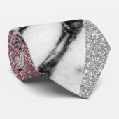 Silver Roos Gold Glitter en Marble Geometric Stropdas (Opgerold)