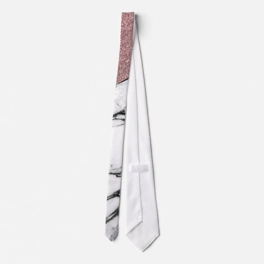 Silver Roos Gold Glitter en Marble Geometric Stropdas (Achterkant)