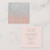 Silver roos Gold glitter ombre make-professioneel Vierkante Visitekaartje (Voorkant / Achterkant)