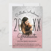 Silver Roos Gold Glitter Ombre Photo Afstuderen Aankondiging (Voorkant)