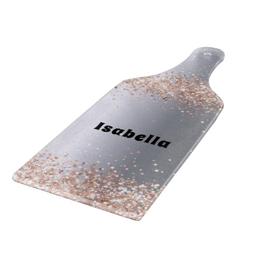 Silver roos Gold glitter sparkles name Snijplank (Hoek)