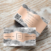 Silver roos Gold metal agate marble logo QR code Visitekaartje