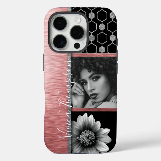 Silver & Roos Gold Photo Collage - Aanpassen Case-Mate iPhone Case (Achterkant)