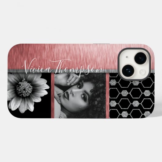 Silver & Roos Gold Photo Collage - Aanpassen Case-Mate iPhone Case (Achterkant (horizontaal))