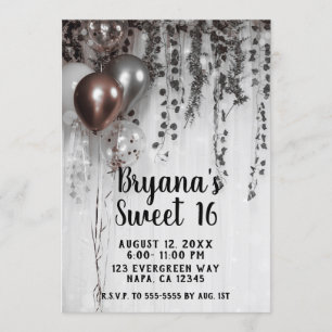 Silver & Roos Gold Pink-ballonnen Ivy Sweet 16 Kaart