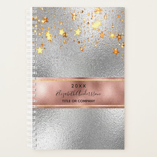 Silver roos Gold Stars Business 2026 Planner (Voorkant)
