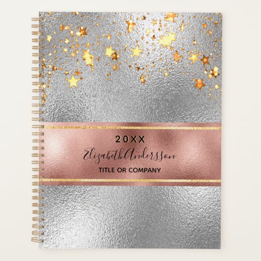 Silver roos Gold Stars Business 2026 Planner (Voorkant)