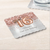 Silver Roos Gold Sweet 16e verjaardagsfeestje Kartonnen Onderzetters (Gebogen)