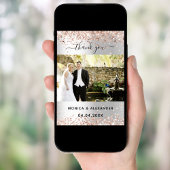 Silver roos Gold trouwfoto bedankt je kaart