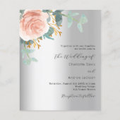 Silver roos gouden bloemenbudget bruiloft uitnodig (Voorkant)