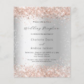 Silver roos gouden bruiloft receptie uitnodiging (Voorkant)