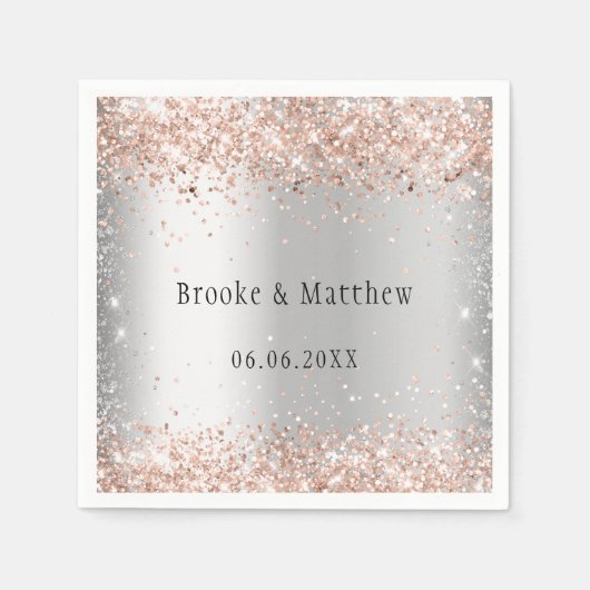 Silver roos gouden bruiloft servet (Voorkant)