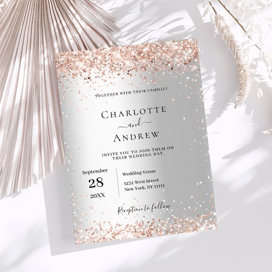 Silver roos gouden formele bruiloft kaart