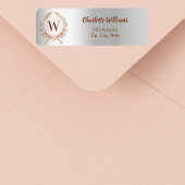 Silver roos gouden monogram krans retour adres etiket