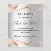 Silver roos gouden QR budget bruiloft opslaan van  (Voorkant)