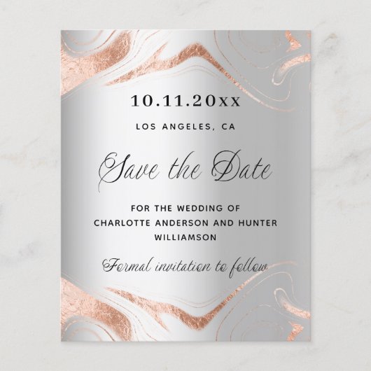 Silver roos gouden QR budget bruiloft opslaan van  (Voorkant)