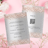 Silver roos gouden QR code RSVP details bruiloft Kaart