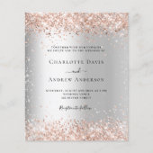 Silver roos gouden QR RSVP budget bruiloft uitnodi (Voorkant)