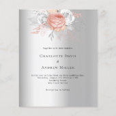 Silver roos gouden QR RSVP budget bruiloft uitnodi (Voorkant)