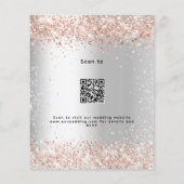 Silver roos gouden QR RSVP budget bruiloft uitnodi (Achterkant)