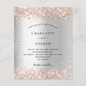 Silver roos gouden QR RSVP budget bruiloft uitnodi (Voorkant)