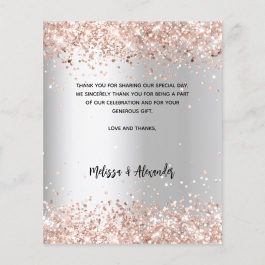 Silver roos goudfoto's bruiloft bedankt (Achterkant)