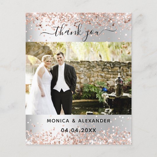 Silver roos goudfoto's bruiloft bedankt (Voorkant)