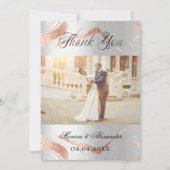 Silver roos goudfoto's bruiloft bedankt kaart (Voorkant)
