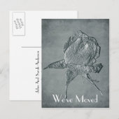 Silver Roos New Address Floral Aankondigingskaart (Voorkant / Achterkant)