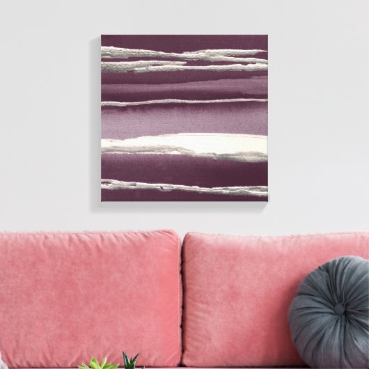Silver Roos Paarse Abstracte afdrukken (Insitu (Woonkamer))
