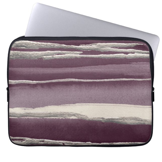 Silver Roos Paarse Abstracte afdrukken Laptop Sleeve (Voorkant)