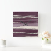 Silver Roos Paarse Abstracte afdrukken Vierkante Klok (Huis)