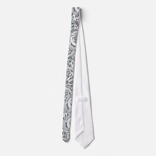 Silver Roos Pattern Stropdas (Achterkant)