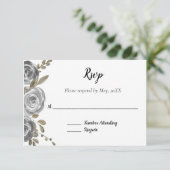 Silver Roos RSVP Kaartje (Staand voorkant)