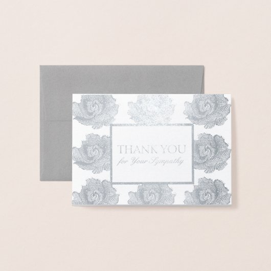 Silver Roos Tapestry Sympathy Bedankt Folie 2 Folie Kaarten (Voorkant met envelop)