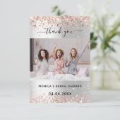 Silver roos vrijgezellenfeest foto bedankkaart (Staand voorkant)