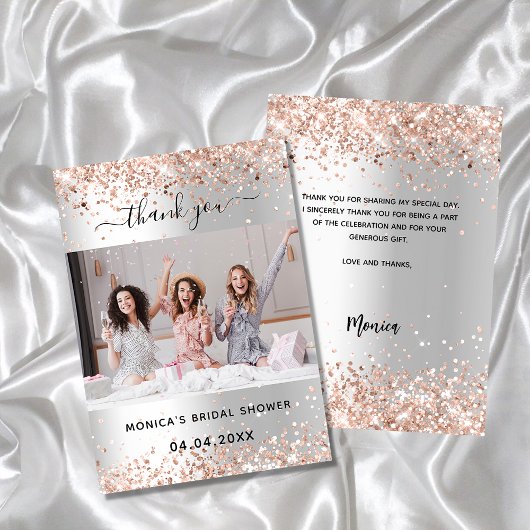 Silver roos vrijgezellenfeest foto bedankkaart