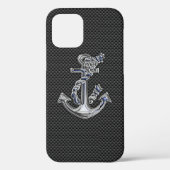 Silver Rope Anchor op zwarte koolstofvezel Case-Mate iPhone Case (Achterkant)