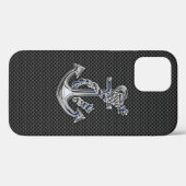 Silver Rope Anchor op zwarte koolstofvezel Case-Mate iPhone Case (Achterkant (horizontaal))