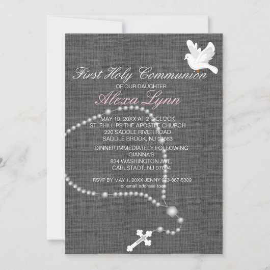 Silver Rosary Bead First Heilige Communauteit Uitn Kaart (Voorkant)