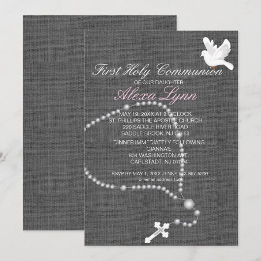 Silver Rosary Bead First Heilige Communauteit Uitn Kaart (Voorkant / Achterkant)