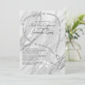 Silver Rosary Beads First Heilige Communie Kaart (Staand voorkant)